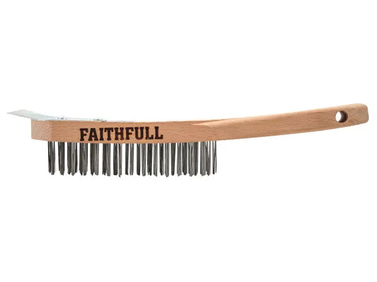 Lightweight Scratch Brush with Scraper, Four Row