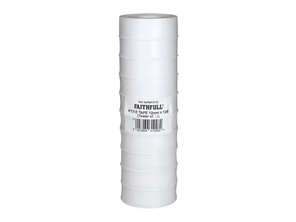 P.T.F.E Tape 12mm x 12m White (Pack 10)