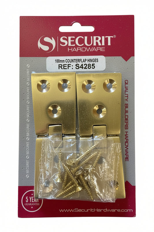 Counter Flap Hinges 100mm Brassed