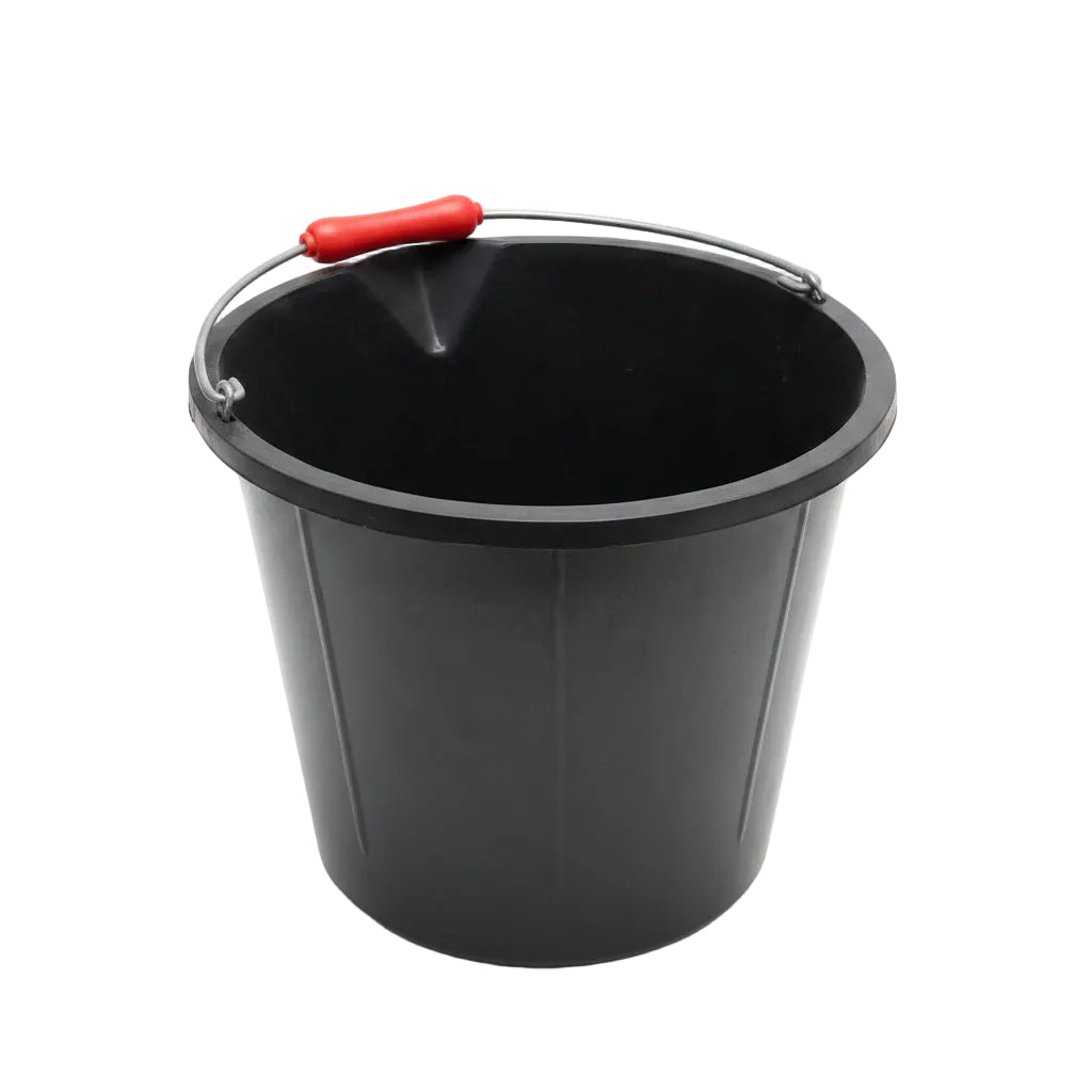 Builder's Industrial Bucket 14 litre (3 gallon) Black Rubber