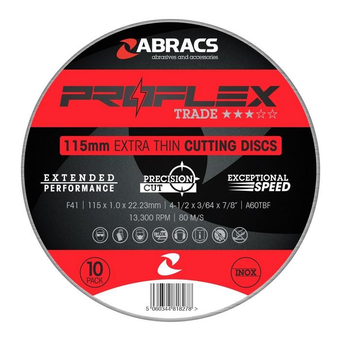 Abracs PFET11510FI INOX Flat Cutting Disc 115mm x 1.0mm x 22mm Proflex Tin of 10