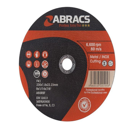 Abracs PFET23018FI INOX Flat Cutting Disc 230mm x 1.8mm x 22mm Proflex Box of 25