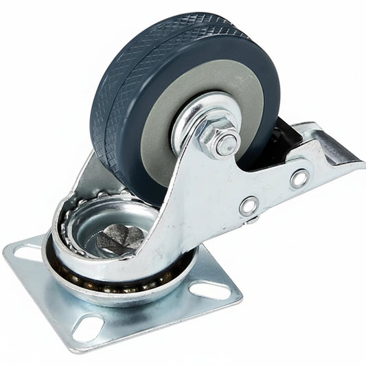 Braked Swivel Rubber Castor 50mm