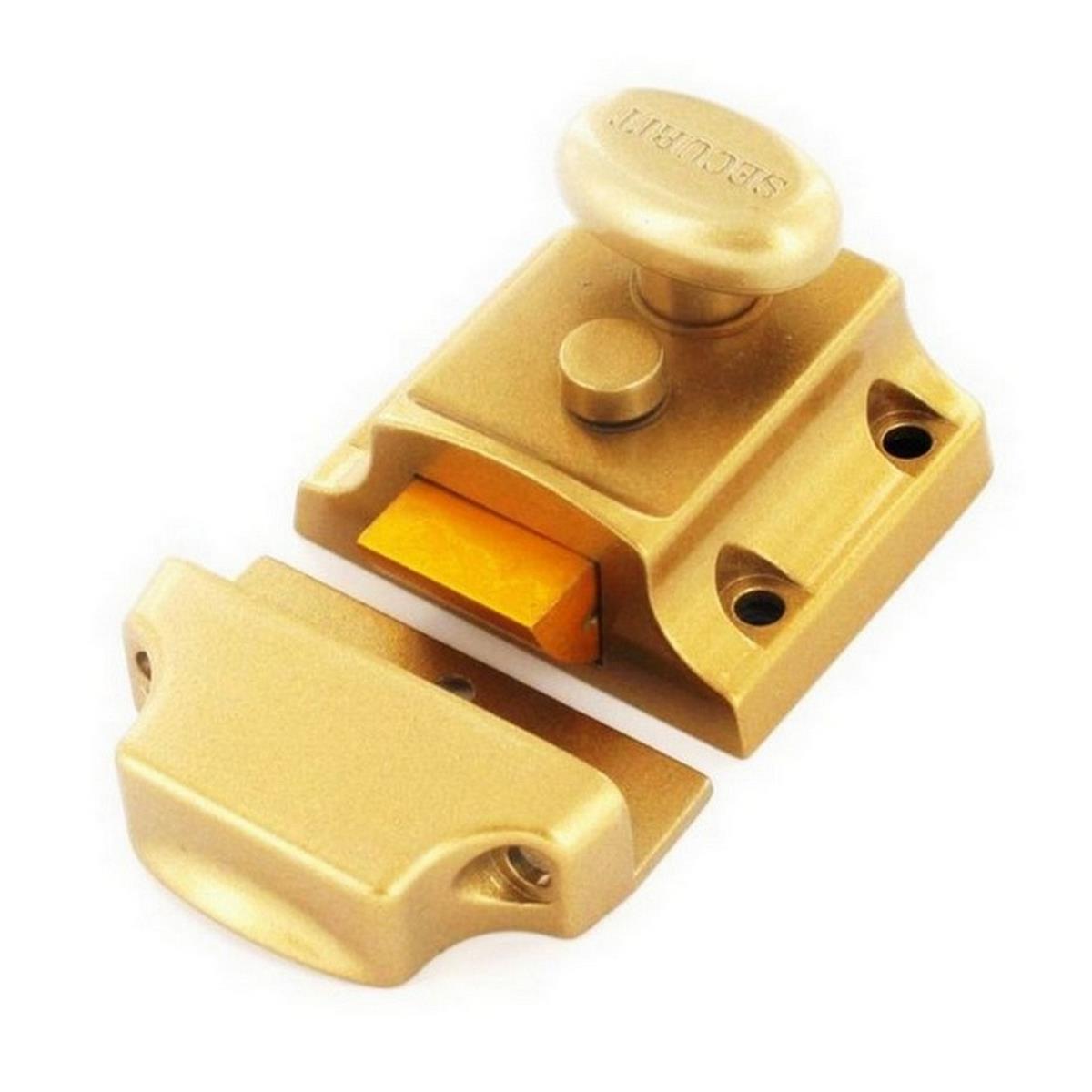 Narrow Nightlatch Champagne Finish with Brass Cylinder