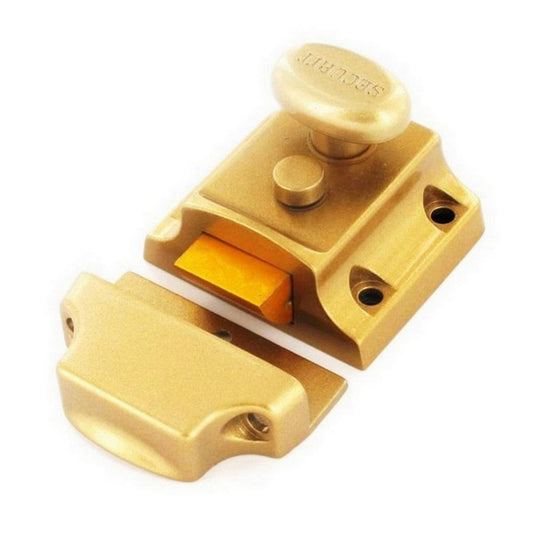 Narrow Nightlatch Champagne Finish with Brass Cylinder