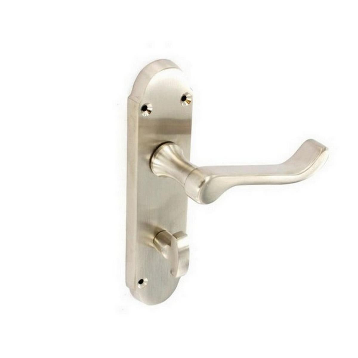 Brushed Nickel Shaped Bathroom Handles 170mm Securit S2732